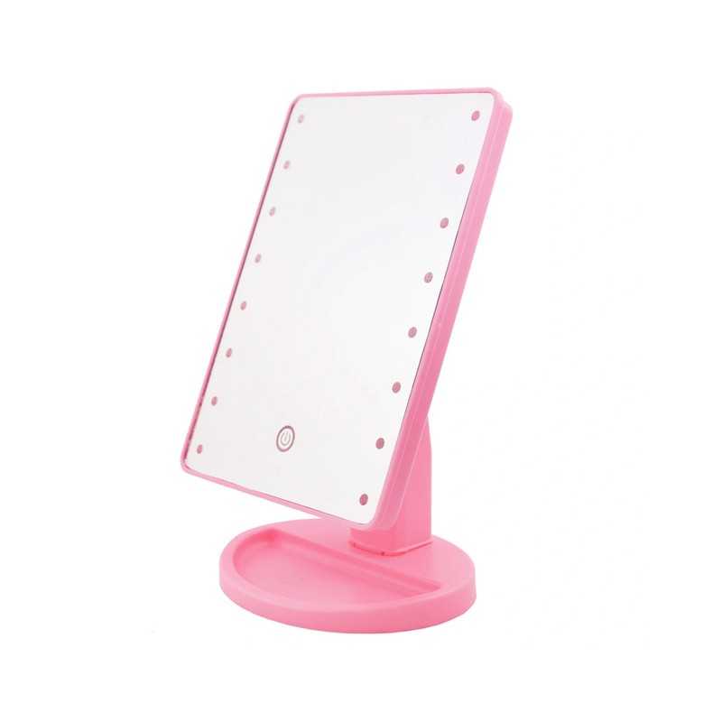 Miroir de maquillage avec Led - Rose
